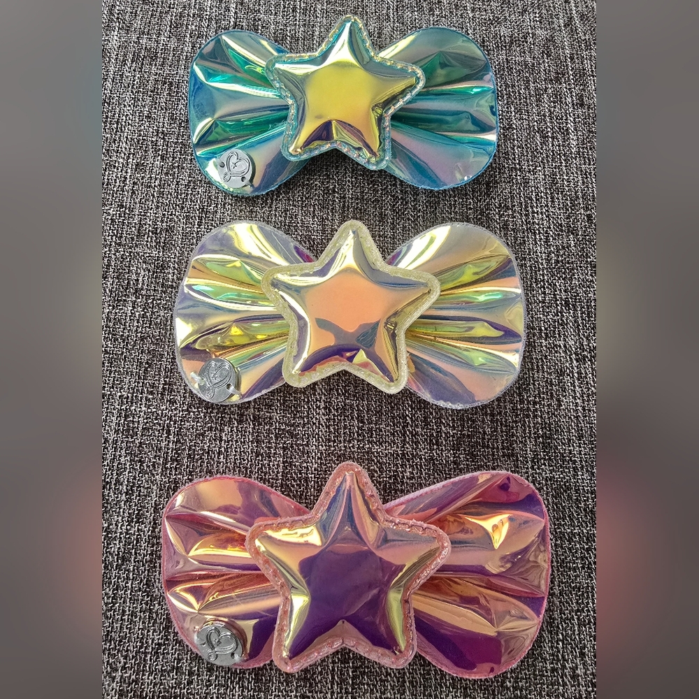 Iridescent Star Hair Clips for Kids
